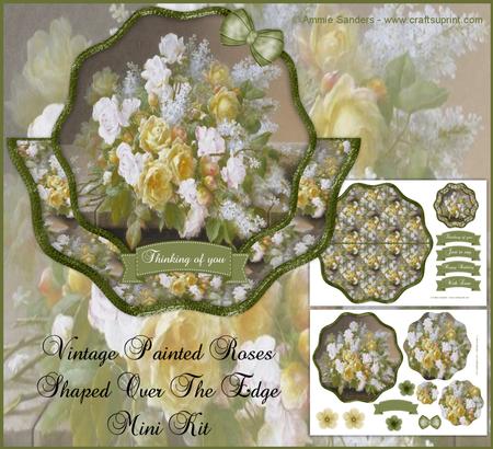 Vintage Painted Roses Shaped Over the Edge Mini Kit