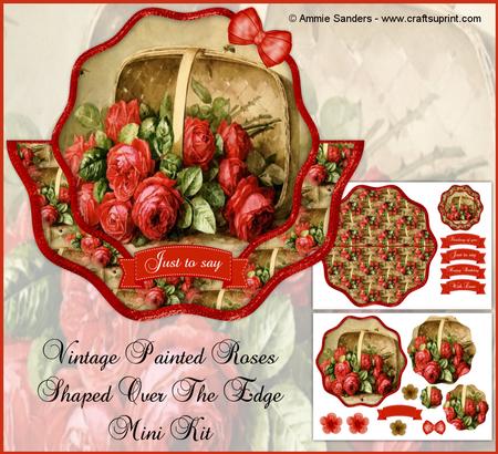 Vintage Painted Roses Shaped Over the Edge Mini Kit