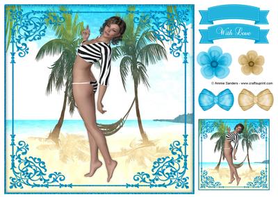 Beach Babe 8x8 Topper & Embellishments