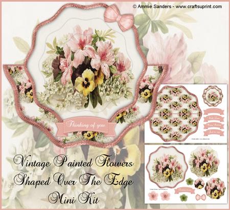Vintage Painted Flowers Shaped Over the Edge Mini Kit