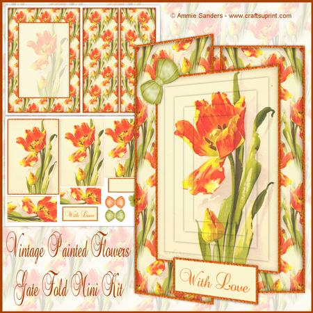 Beautiful Vintage Tulip Gate Fold A5 Mini Kit