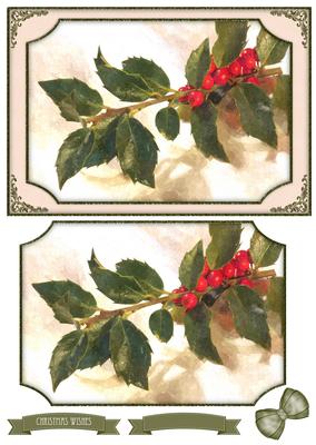 Christmas Holly Branch Watercolour Quick Card