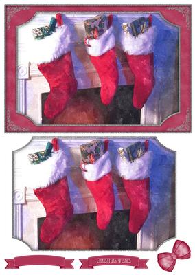 Christmas Stockings Watercolour Quick Card