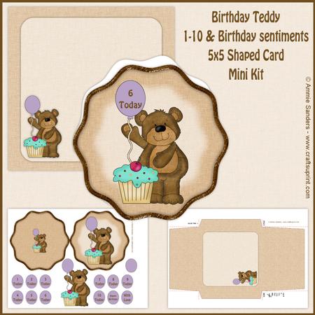 Birthday Teddy 1-10 & Birthday Sentiments Mini Kit