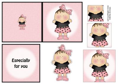 Sweet Girl in Flower Dress 4x4 Quick Card