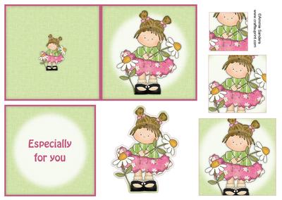 Little Flower Daisy Girl 4x4 Quick Card