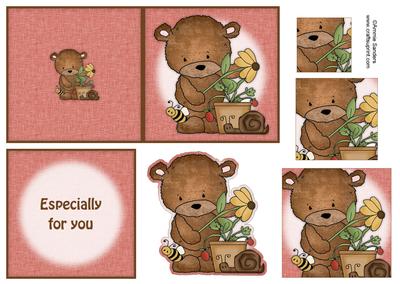 Cute Gardening Teddy 4x4 Quick Card