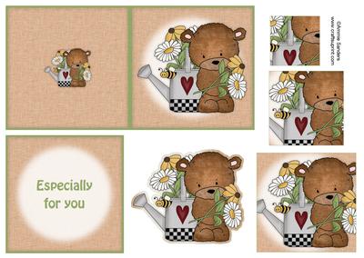 Cute Gardening Teddy 4x4 Quick Card