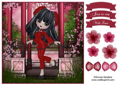 Oriental Cutie 8x8 Topper & Embellishments