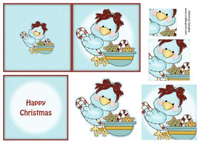 Sweet Christmas Bird & Cookies 4x4 Quick Card