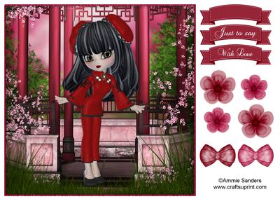Oriental Cutie 8x8 Topper & Embellishments