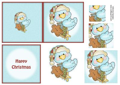 Sweet Christmas Bird & Cookies 4x4 Quick Card