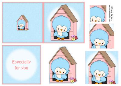 Sweet Little Blue Bird 4x4 Quick Card
