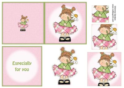 Little Flower Daisy Girl 4x4 Quick Card