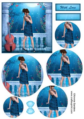 Moonlight Beauty Musical Topper & Circle Decoupage