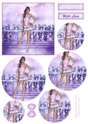 Sugar Doll's Fantasy Rose Garden Topper & Decoupage