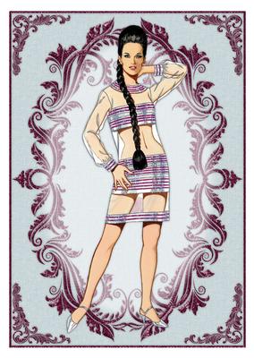 Vintage Fashion Lady Embossed A4 Topper / Card Front