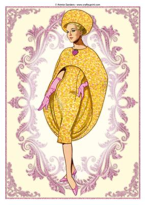 Vintage Fashion Lady Embossed A4 Topper / Card Front