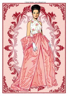 Vintage Fashion Lady Embossed A4 Topper / Card Front