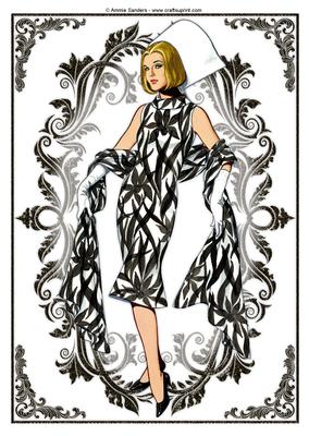 Vintage Fashion Lady Embossed A4 Topper / Card Front