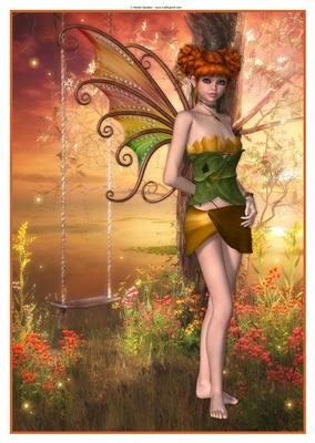 Autumn Blossom Fairy A4 Topper / Card Front