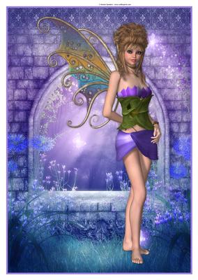 Purple Blossom Fairy A4 Topper / Card Front