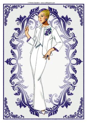 Vintage Fashion Lady Embossed A4 Topper / Card Front