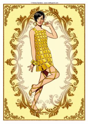 Vintage Fashion Lady Embossed A4 Topper / Card Front