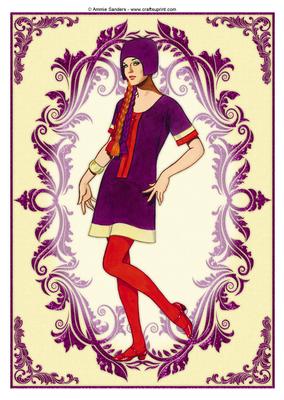 Vintage Fashion Lady Embossed A4 Topper / Card Front