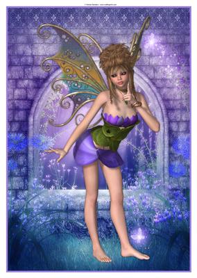 Purple Blossom Fairy A4 Topper / Card Front