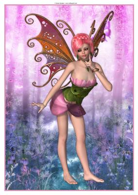 Pretty Pink Blossom Fairy A4 Topper / Card Front