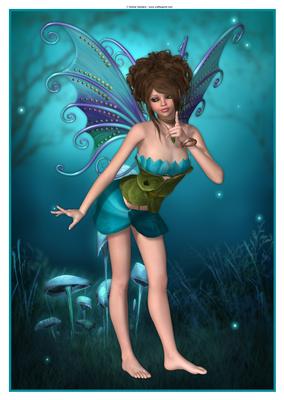 Aqua Blossom Fairy A4 Topper / Card Front