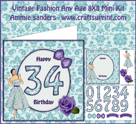 Vintage Fashion Lady Any Age 8x8 Mini Kit