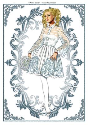 Vintage Fashion Lady Embossed A4 Topper / Card Front