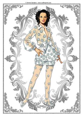 Vintage Fashion Lady Embossed A4 Topper / Card Front