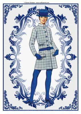 Vintage Fashion Lady Embossed A4 Topper / Card Front