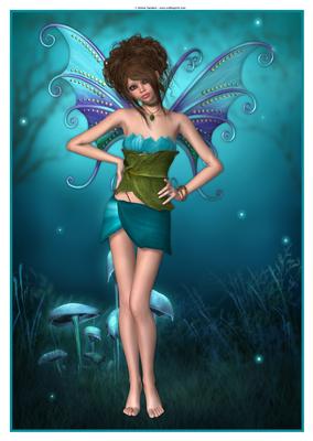 Aqua Blossom Fairy A4 Topper / Card Front