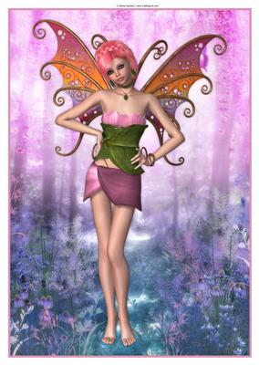 Pretty Pink Blossom Fairy A4 Topper / Card Front