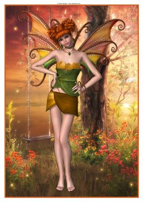 Autumn Blossom Fairy A4 Topper / Card Front