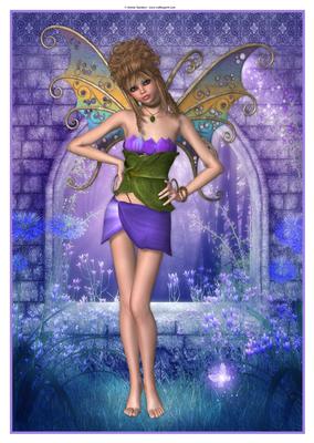 Purple Blossom Fairy A4 Topper / Card Front