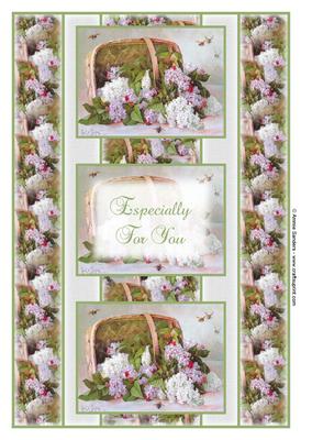 Beautiful Vintage Painted Flowers 3 Panel Fold Back