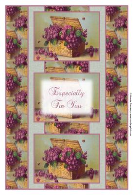 Beautiful Vintage Painted Flowers 3 Panel Fold Back