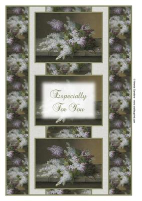 Beautiful Vintage Painted Flowers 3 Panel Fold Back
