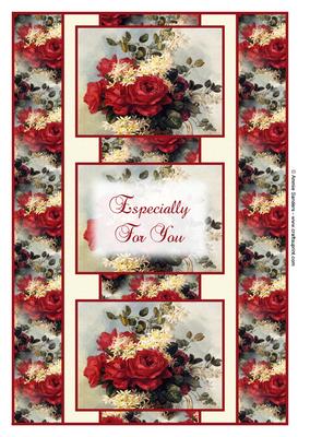 Beautiful Vintage Painted Roses 3 Panel Fold Back