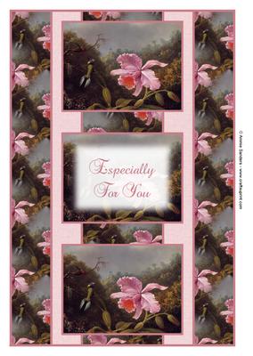 Beautiful Vintage Painted Birds & Flower 3 Panel Fold Bac