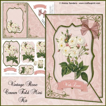 Vintage Roses A5 Corner Card & Decoupage Mini Kit