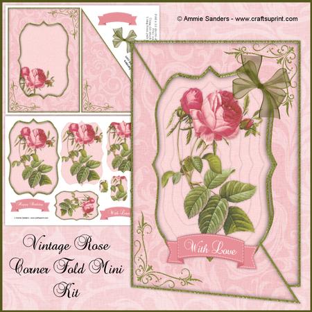Vintage Roses A5 Corner Card & Decoupage Mini Kit