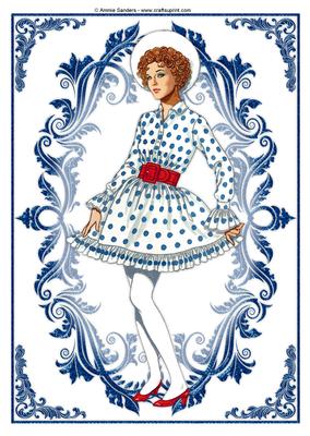 Vintage Fashion Lady Embossed A4 Topper / Card Front