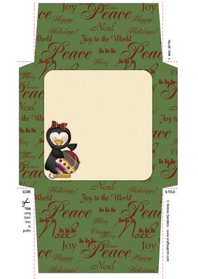Christmas Penguin & Ornament 5x5 Envelope