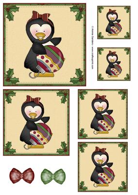 Christmas Penguin & Ornament Topper Sheet